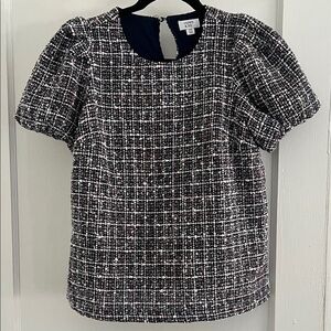 Crown & Ivy Black with Multi-Color Tweed Blouse